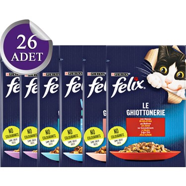 Felix%20Karışık%20Paket%20Pouch%20Kedi%20Konservesi%2026%20x%2085%20gr