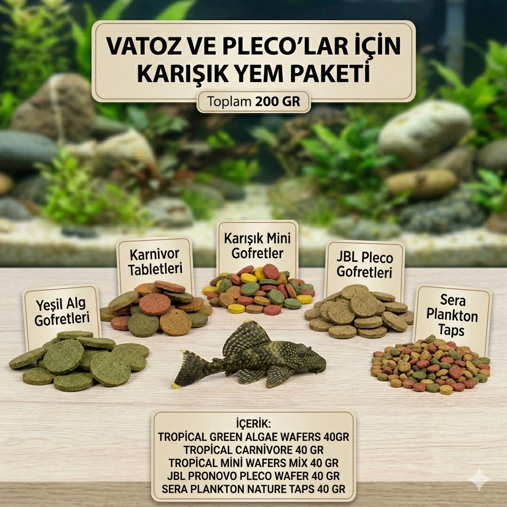 Vatoz%20ve%20Pleco’lar%20İçin%20Karışım%20Yem%20Paketi%205%20Çeşit%20%20200%20GR