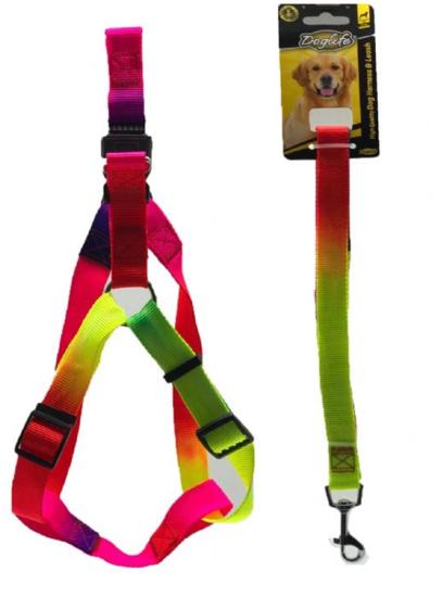 Gökkuşağı Göğüs ve Uzatma Tasma Seti Küçük Irk