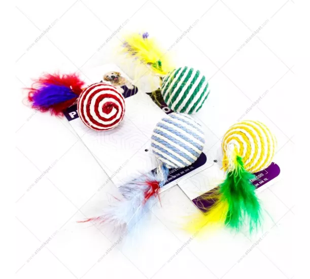 Sesli Hasır Kedi Topu Kedi Oyuncağı