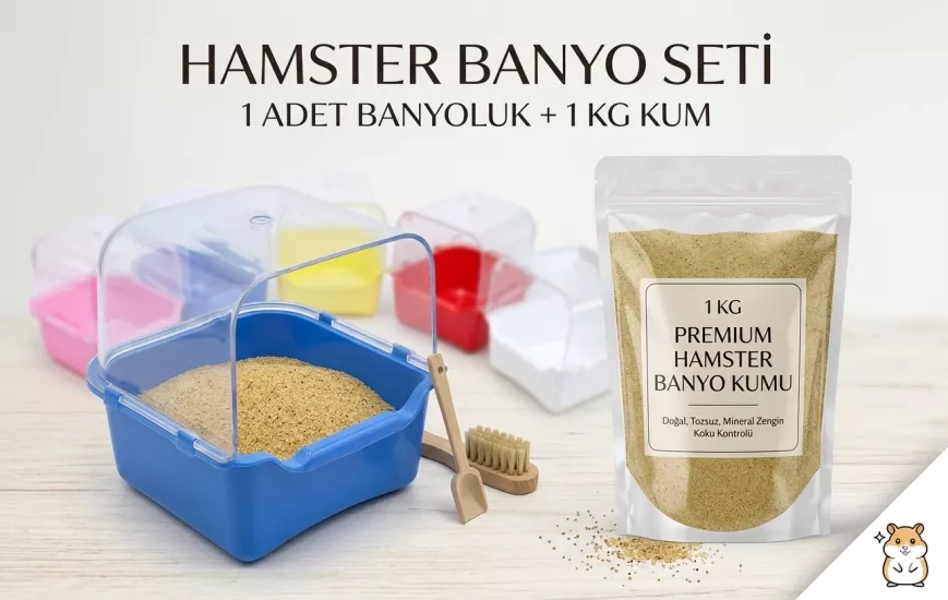 Hamster Banyo Kumu 1 Kg. ve Banyo Kabı Kemirgen