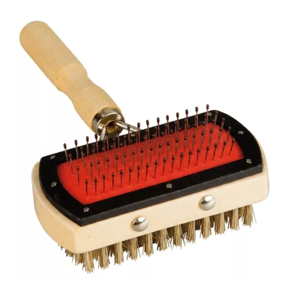 Petbrush Tahta Saplı Çift Taraflı Temizlik Fırçası