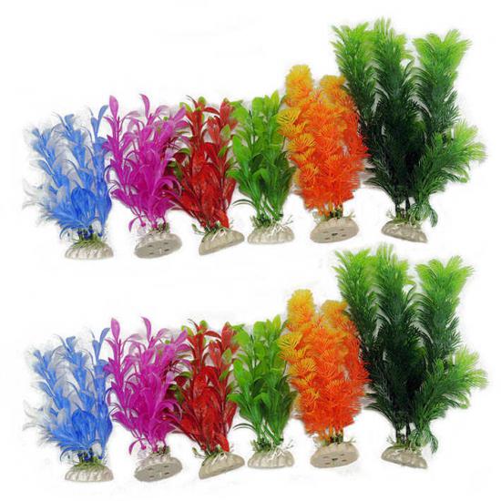 Akvaryum Dekor Plastik Bitki Karışık Renkli 10cm
