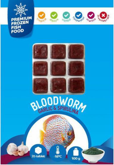 RDM Premium Frozen Fish Food Bloodworm Garlic Spirulina 100gr 35adet