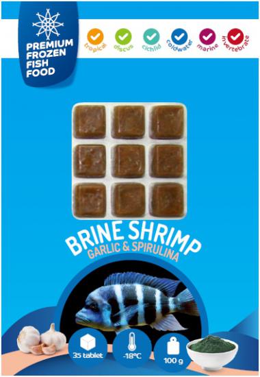 RDM Premium Frozen Fish Food Brine Shrimp Garlic & Spirulina 100gr 35adet