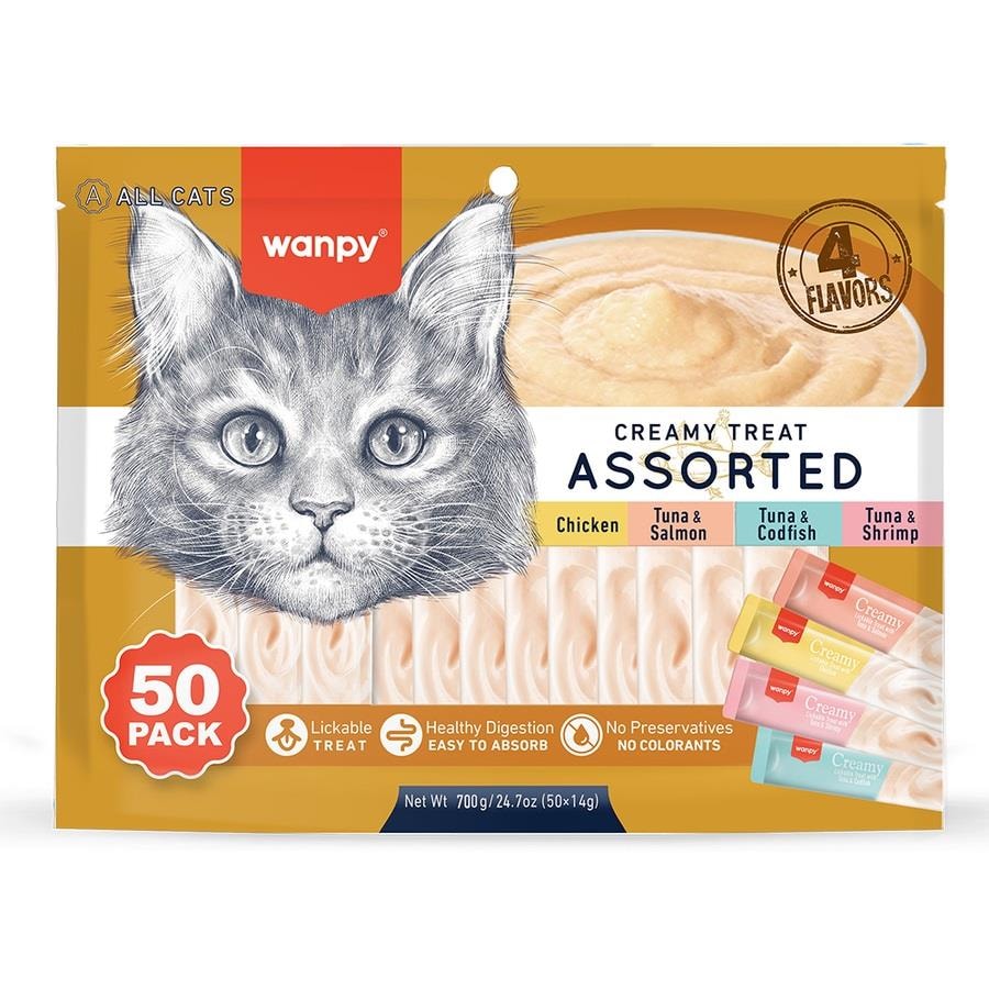 Wanpy%20Karışık%204%20Lezzetli%20Krema%20Kedi%20Ödülü%2050*14%20gr